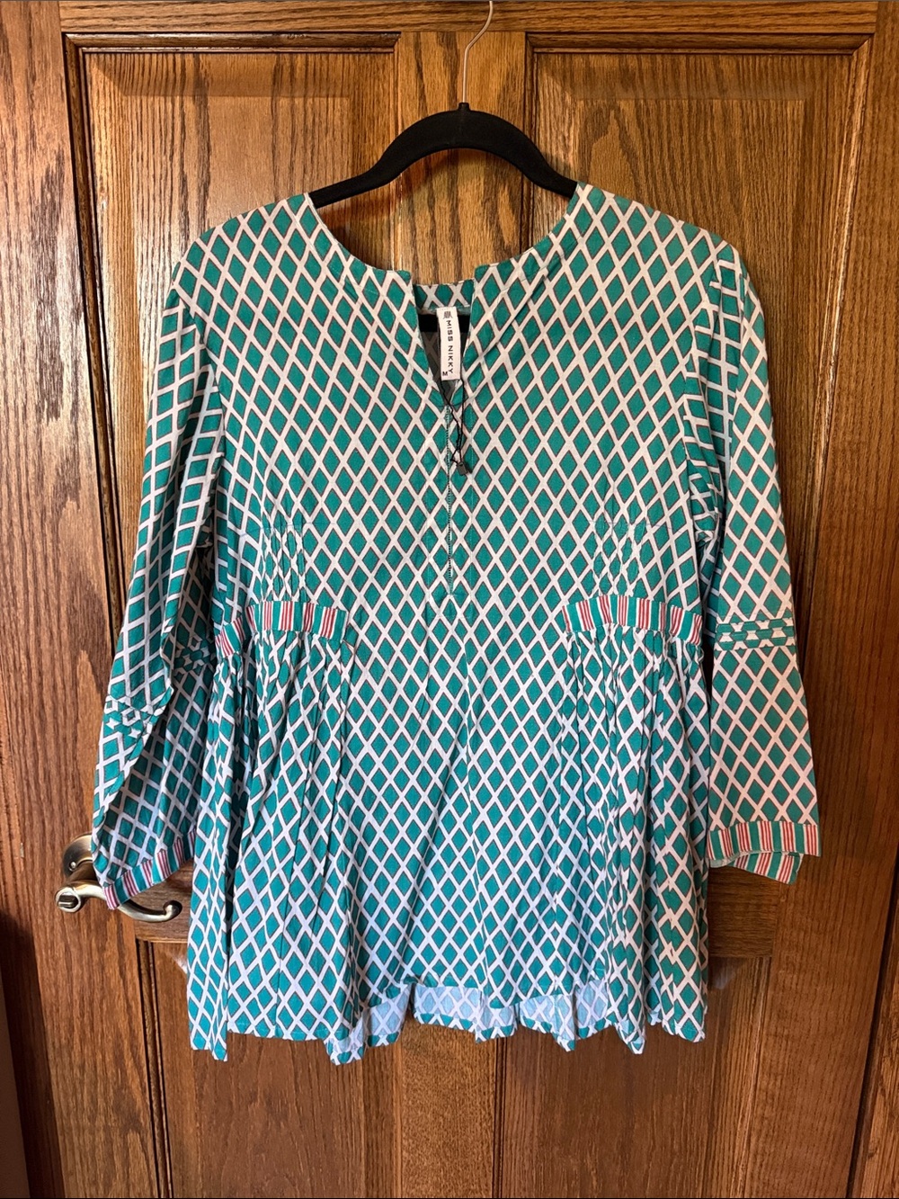 Miss Nikky Long Sleeve Turquoise Blouse-Size M
